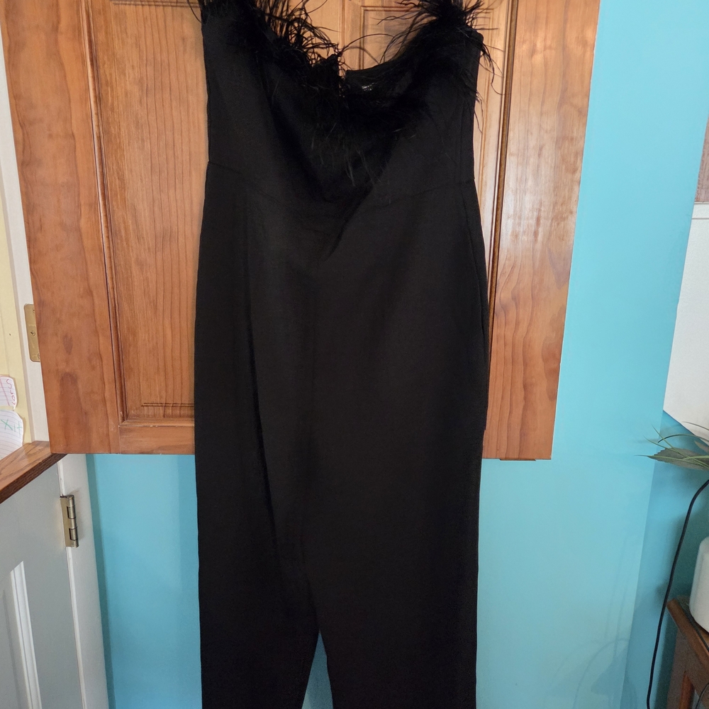 Sam Edelman Black Feather-Accent Jumpsuit